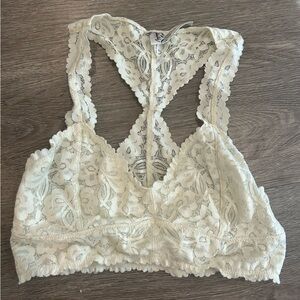 Free People Lace Racerback Bralette in Cream